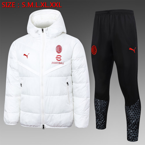 2023-2024 AC Milan White Cotton Jacket Soccer Coat and Pants