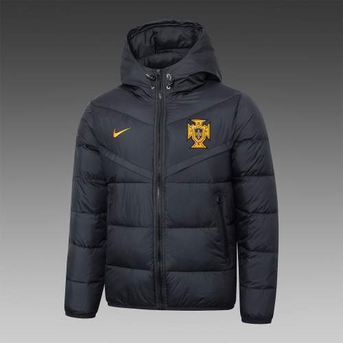 2023-2024 Portugal Black Soccer Cotton Coat