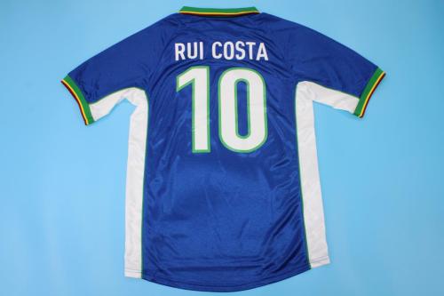 Retro Jersey 1998 Portugal 10 RUI COSTA Away Blue Soccer Jersey Vintage Football Shirt