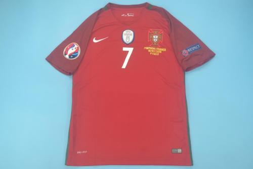 with Front Lettering+UEFA European Champions+Euro Patch Retro Jersey 2016 Portugal Home Vintage Soccer Jersey