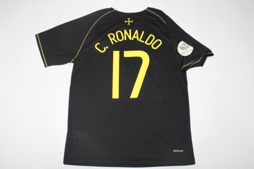 with World Cup Patch Retro Jersey 2006 Portugal C.Ronaldo 17 Away Black Soccer Jersey