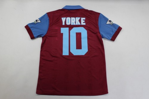 with EPL Patch Retro Jersey 1995-1996 Aston Villa YORKE 10 Home Soccer Jersey Vintage Football Shirt