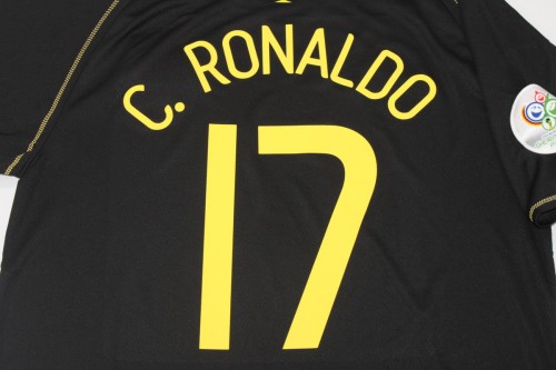 with World Cup Patch Retro Jersey 2006 Portugal C.Ronaldo 17 Away Black Soccer Jersey
