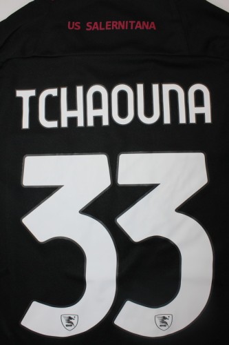 with Serie A Patch Fan Version 2023-2024 US Salernitana 1919 TCHAOUNA 33 Third Away Black Soccer Jersey
