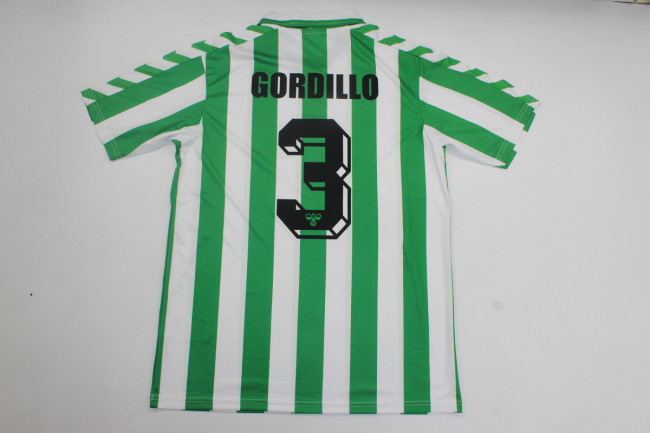 Retro Jersey 1992 Real Betis GORDILLO 3 Home Soccer Jersey Vintage Football Shirt