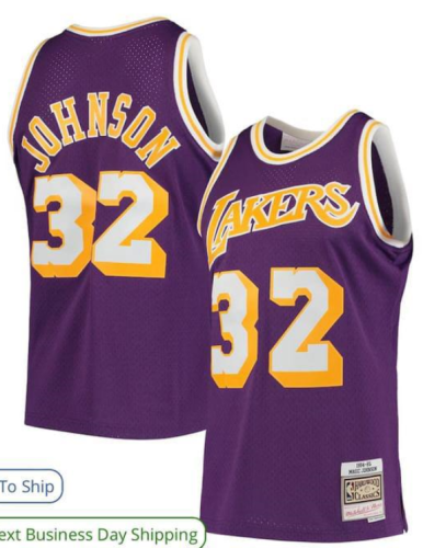 Mitchell&ness Los Angeles Lakers 32 Johnson Basketball Shirt Purple NBA Jersey