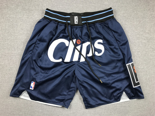 with Pocket 2024 Los Angeles Clippers NBA Shorts City Edition Dark Blue Basketball Shorts