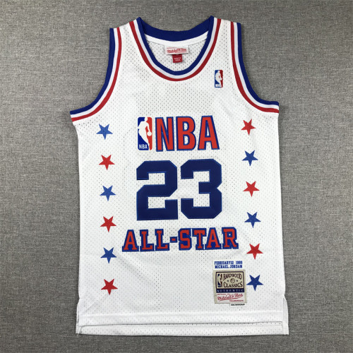 Youth Mitchell&ness 1989 NBA All Stars 23 JORDAN Basketball Shirt White Kids NBA Jersey