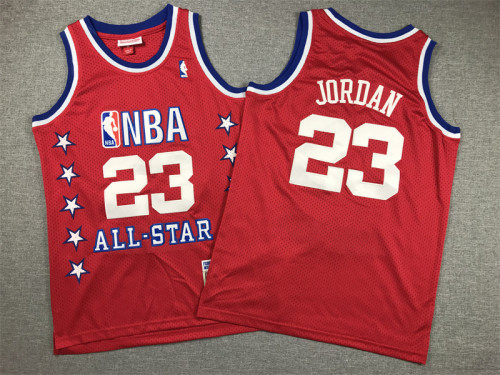 Youth Mitchell&ness 1989 NBA All Stars 23 JORDAN Basketball Shirt Red Kids NBA Jersey
