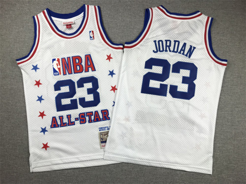 Youth Mitchell&ness 1989 NBA All Stars 23 JORDAN Basketball Shirt White Kids NBA Jersey