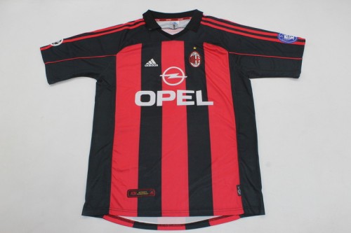 with UCL+Trophy 5 Patch Retro Jersey 2000-2001 AC Milan Home Soccer Jersey Vintage Football Shirt