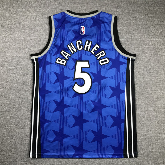 Youth Kids Orlando Magic 5 BANCHERO Blue NBA Jersey Child Basketball Shirt