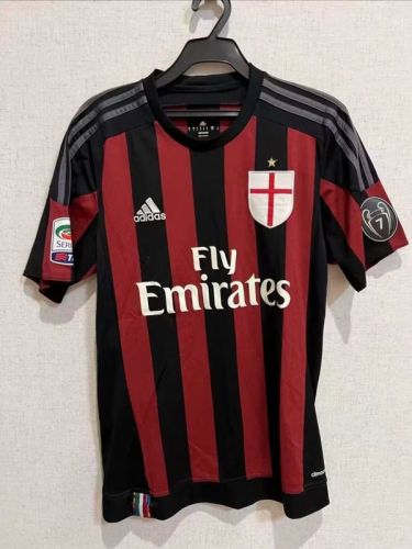with Serie A+Trophy 7 Patch Retro Jersey 2015-2016 AC Milan Home Soccer Jersey