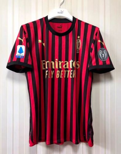 with Serie A+Trophy 7 Patch Fan Version 1660-1899 AC Milan 120th Edition Home Soccer Jersey AC Futbol Shirt