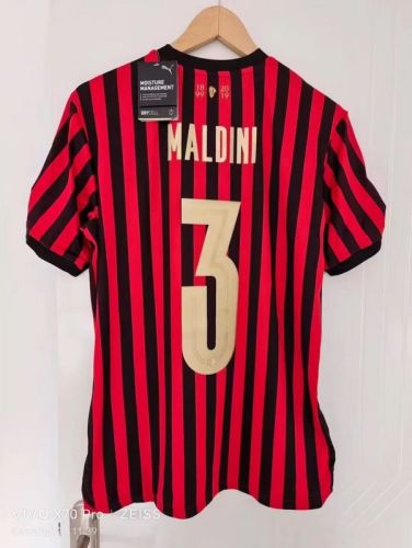 with Serie A+Trophy 7 Patch Fan Version 1660-1899 AC Milan 120th Edition MALDINI 3 Home Soccer Jersey AC Futbol Shirt