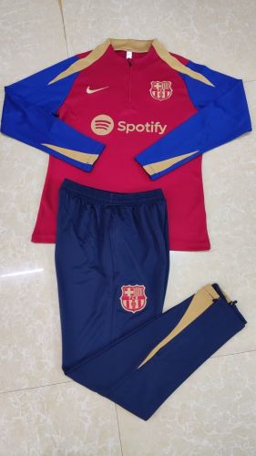 2023-2024 Barcelona Red/Blue Soccer Training Sweater and Pants
