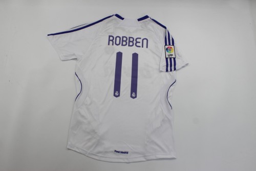 with LFP Patch Retro Jersey 2007-2008 Real Madrid 11 ROBBEN Home Soccer Jersey