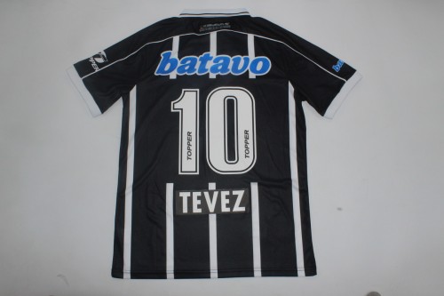 Retro Shirt 1999 Corinthians TEVEZ 10 Away Black Vintage Soccer Jersey Football Shirt