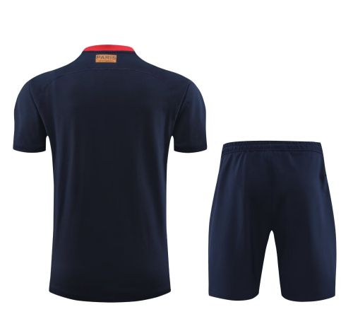 Adult Uniform 2023-2024 PSG Dark Blue Soccer Training Jersey and Shorts Football Kits