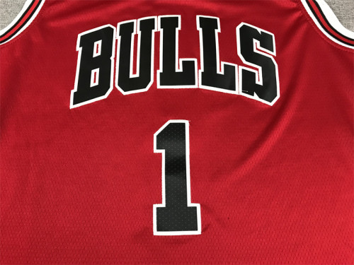with New Material Chicago Bulls 1 ROSE Red Basketball Shirt NBA Jersey