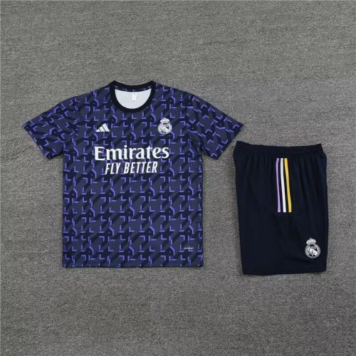 Adult Uniform 2023-2024 Real Madrid Purple/Dark Blue Soccer Training Jersey and Shorts Football Kits