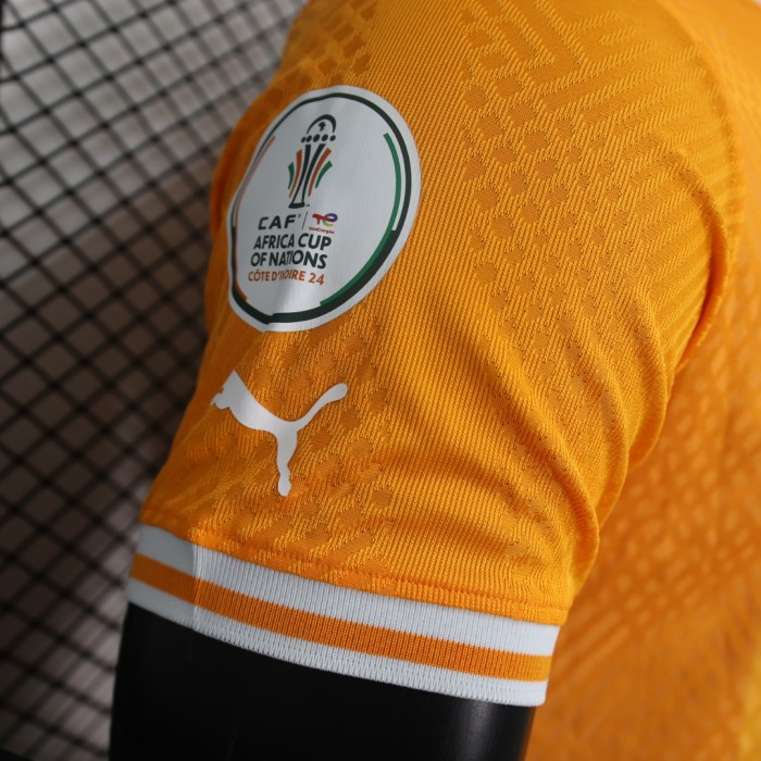 with 3 Stars+African Cup Patch 2024 Player Version Ivory Coast Football Shirt Côte d'Ivoire Orange Soccer Jersey