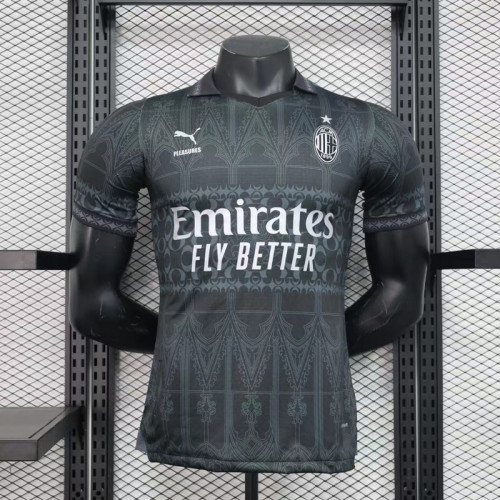 Player Version 2023-2024 AC Milan Fourth Away Black Soccer Jersey AC Futbol Shirt