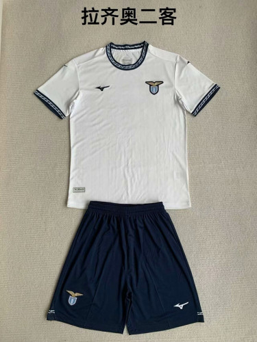 Youth Uniform Kids Kit 2023-2024 Lazio Third Away White Soccer Jersey Shorts Child Football Set