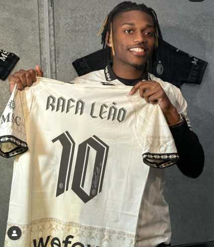 Player Version 2023-2024 AC Milan RAFA LEAO 10 Fourth Away Off-White Soccer Jersey AC Futbol Shirt