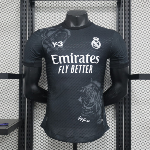 Player Version 2024 Y-3 Real Madrid Black Soccer Jersey Real Football Shirt