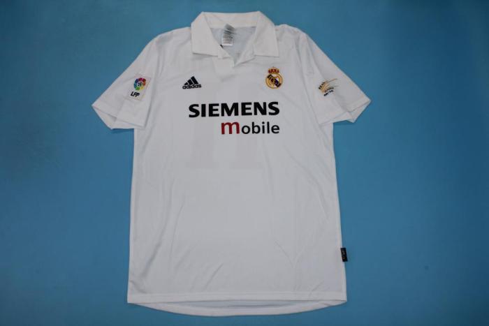 with LFP Patch Retro Jersey 2002-2003 Real Madrid Home Soccer Jersey