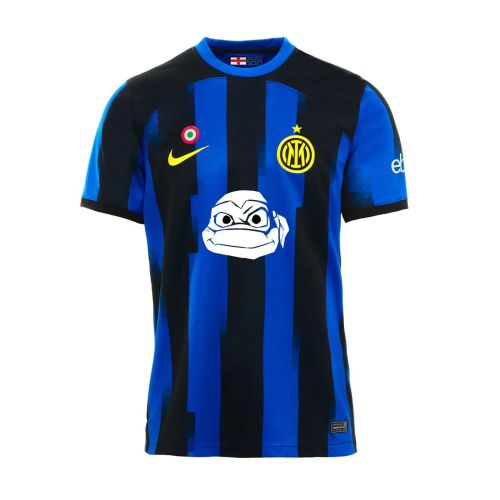 with Coppa Italia Patch Player Version 2023-2024 Inter Milan X Ninja Turtles Shirts Inter Home Football Shirt