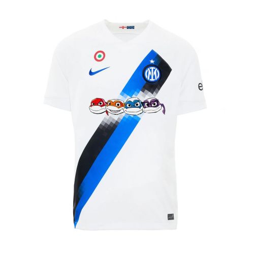 with Coppa Italia Patch Player Version 2023-2024 Inter Milan X Ninja Turtles Shirts Inter Away White Football Shirt