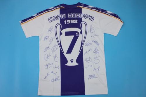Retro Jersey 1997-1998 Real Madrid Champions League 7 COPA EUROPA Commemorative Edition Soccer Jersey