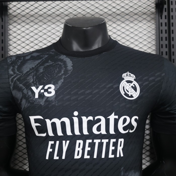 Player Version 2024 Y-3 Real Madrid Black Soccer Jersey Real Football Shirt