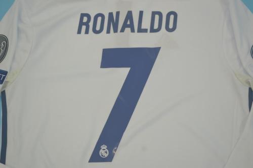 with FIFA Golden+UCL Patch Long Sleeve Retro Jersey Real Madrid 2015-2016 RONALDO 7 Home Soccer Jersey White Vintage Real Camisetas de Futbol