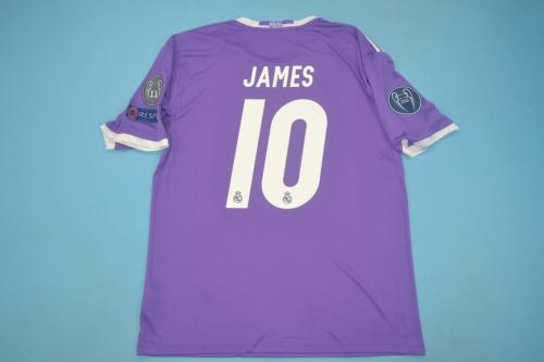 Retro Jersey Real Madrid 2016-2017 JAMES 10 Away Purple Soccer Jersey Vintage Football Shirt