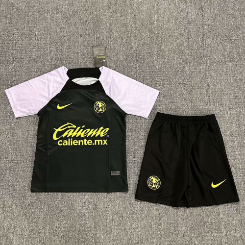 Youth Uniform Kids Kit 2023-2024 Club America Black/Purple Soccer Training Jersey Shorts Child Football Set
