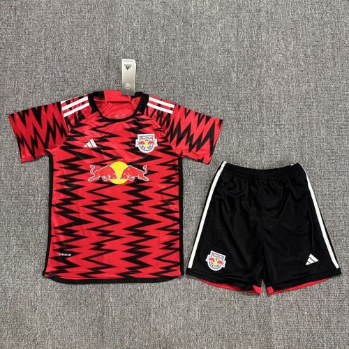 Youth Uniform Kids Kit 2024-2025 Red Bulls New York Home Soccer Jersey Shorts Child Football Set