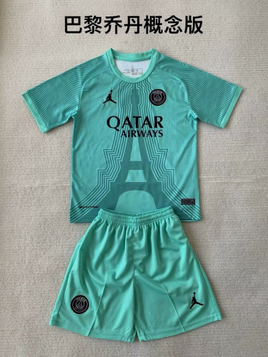 Youth Uniform Kids Kit 2024-2025 PSG Green Concept Edition Soccer Jersey Shorts Paris Child Football Set