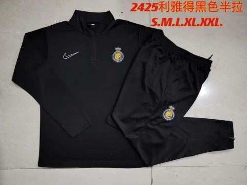2023-2024 Al Nassr Black Soccer Training Sweater and Pants