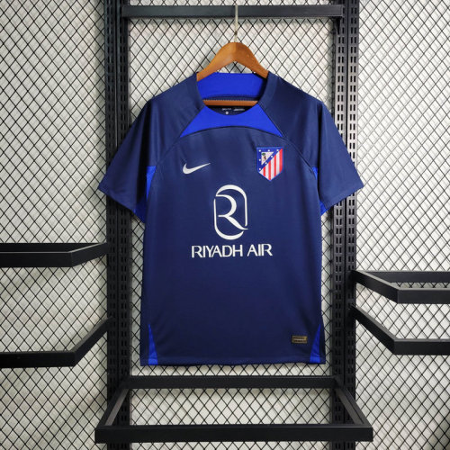 with Sponor Logo Fans Version 2023-2024 Atletico Madrid 4th Away Blue Soccer Jersey