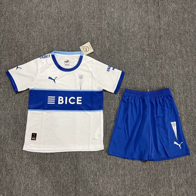 Youth Uniform Kids Kit 2024-2025 Club Deportivo Universidad Católica Home Soccer Jersey Shorts Child Football Set