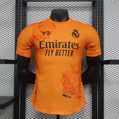 Player Version 2024 Y-3 Real Madrid Orange Soccer Jersey Real Football Shirt