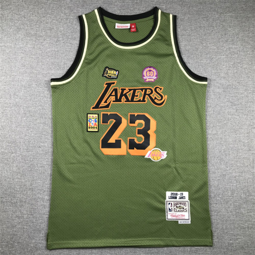 Mitchell&ness 2018-19 Los Angeles Lakers 23 JAMES Basketball Shirt Green NBA Jersey