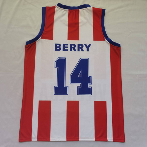 1990-1991 Atletico Madrid 14 BERRY Basketball Shirt NBA Jersey
