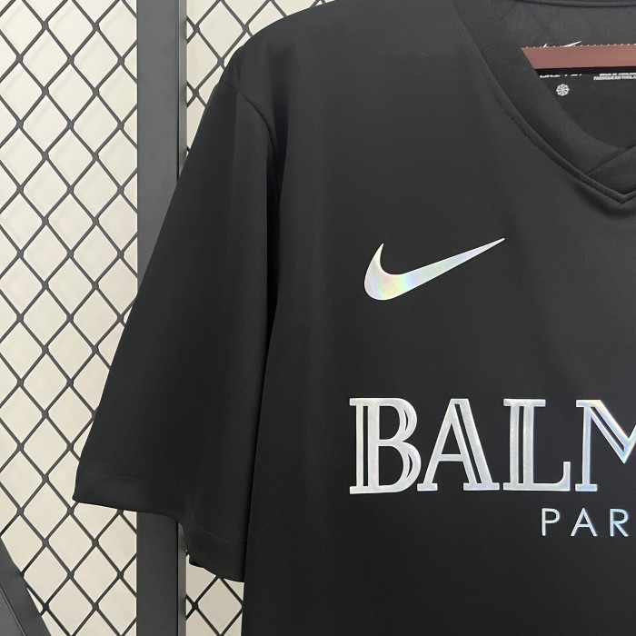 Fan Version 2023-2024 Barcelona X Balmain Black Soccer Jersey
