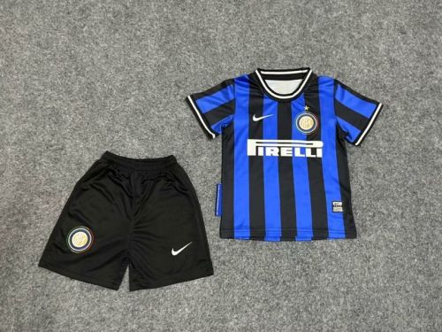 Retro Youth Uniform Kids Kit 2010-2011 Inter Milan Home Soccer Jersey Shorts Vintage Child Football Set