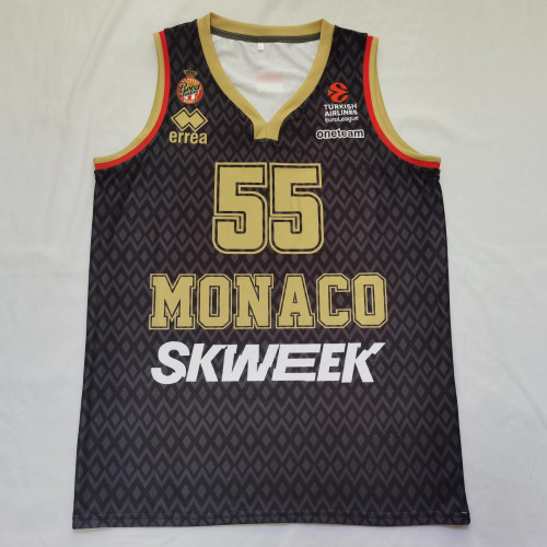 As Monaco 55 JAMES Black Basketball Shirt NBA Jersey
