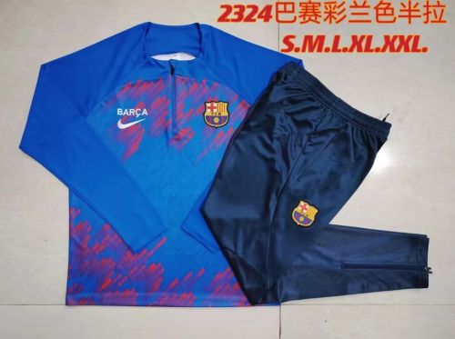 2023-2024 Barcelona Blue/Red Soccer Training Sweater and Pants